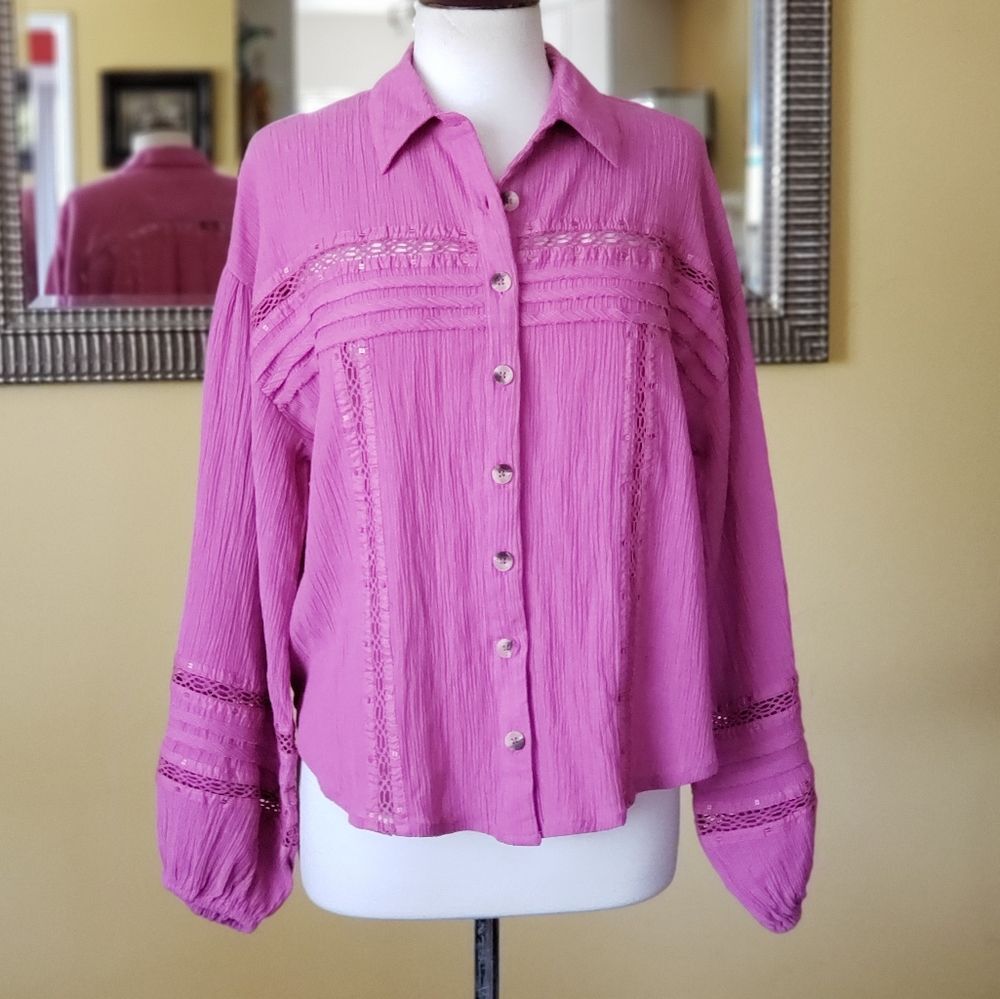 NWT Free People Summer Stars Buttondown Blouse